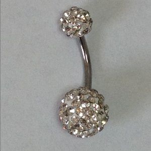 White Shamballa Rhinestone Navel Belly Ring