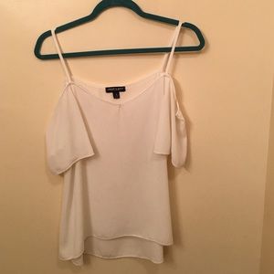 White Silk off-shoulder shirt!