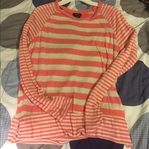 Long sleeve pink and white striped shirt
