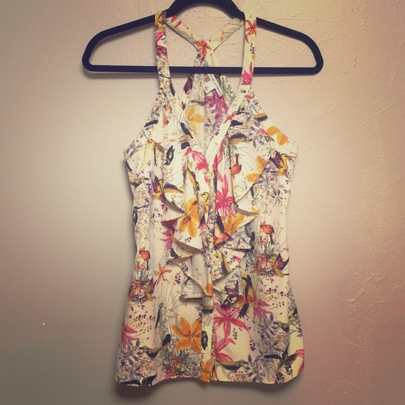 BR Tropical Ruffle Blouse