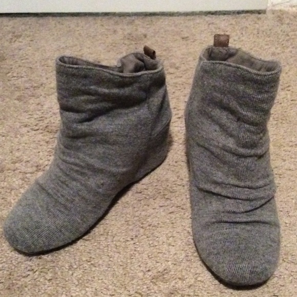 Sweater wedge ankle bootie