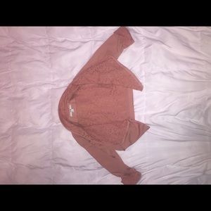 Adorable blush lace cropped cardigan