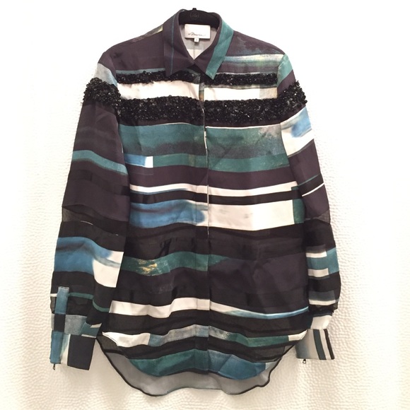 3.1 Phillip Lim printed and beaded blouse