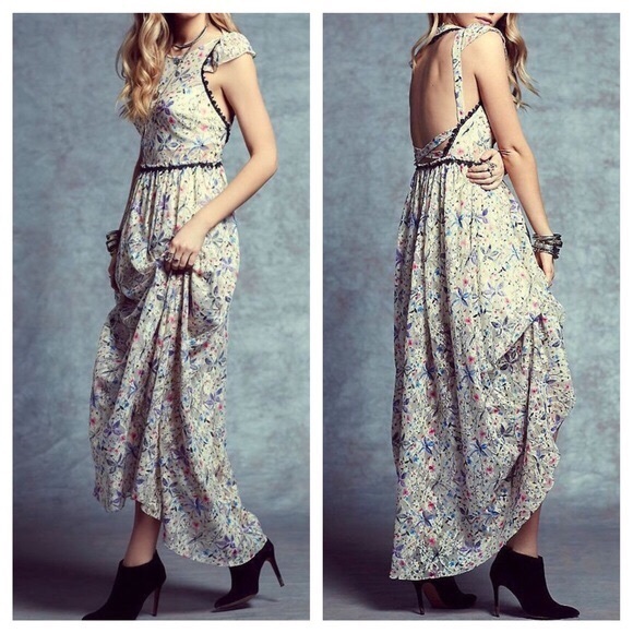 ❗1 HR SALE❗FREE PEOPLE Maxi Dress Long Draped Gown - Picture 7 of 8