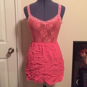 Sexy pink lace dress
