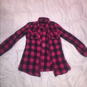 Forever 21 plaid hot pinkish-red flannel