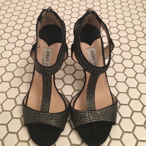 Jimmy Choo black sandals heels sz 35 5 💁🏼