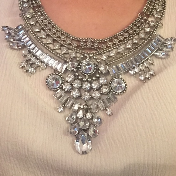 Silver Rhinestone Statement Necklace - Picture 3 of 3