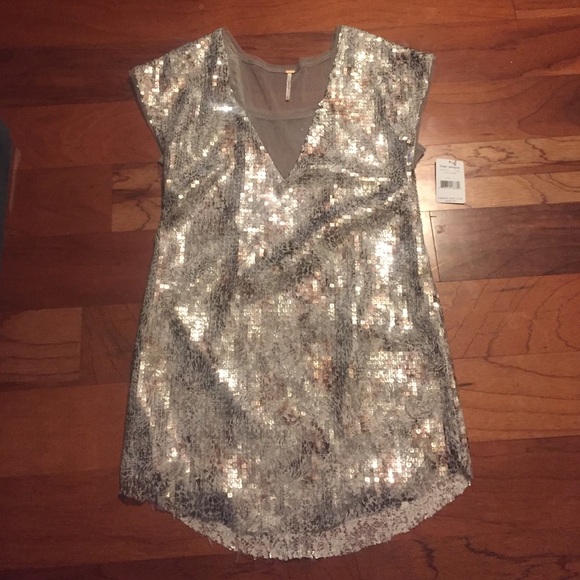 NEW MINI SHIFT DRESS GOLD/SILVER IRIDESCENT