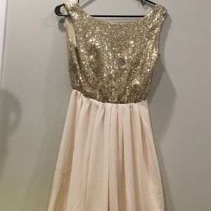 Gold Sparkly Chiffon Dress