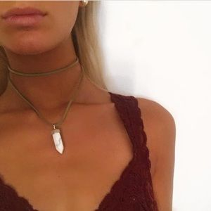 White Pendant with green choker