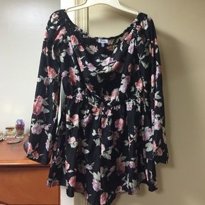 Tobi floral off the shoulder romper