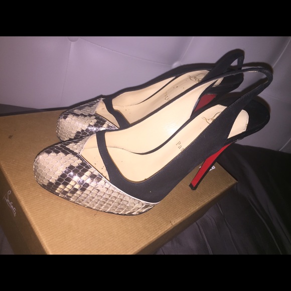 Python And Suede Sandy Slingback Pumps - image 1