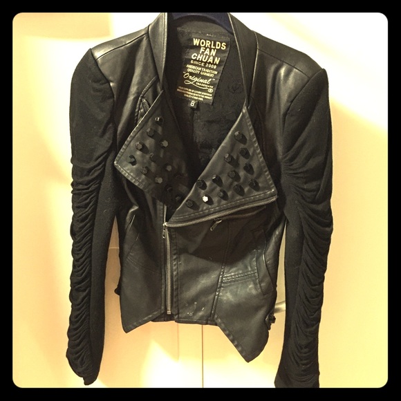 Badass black faux leather studded jacket
