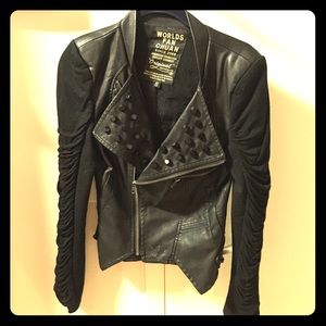 Badass black faux leather studded jacket