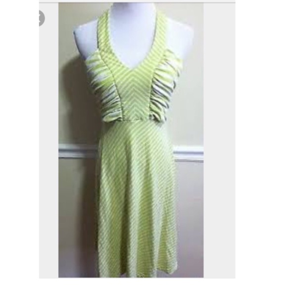 Free People Green and White striped Halter Dress