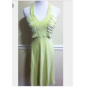 Free People Green and White striped Halter Dress
