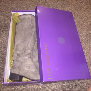 Brand new Madden Girl Taupe Suede boots