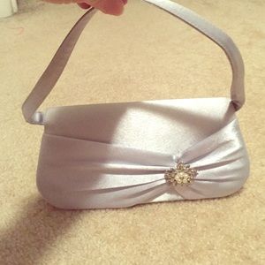 Light grey satin small clutch