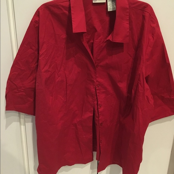 Faded Glory Woman's button shirt top 46 48 red