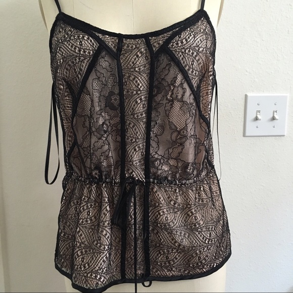 Cynthia Vincent Pink Silk Lace Strappy Camisole