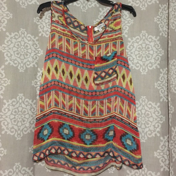 Tribal chiffon tank