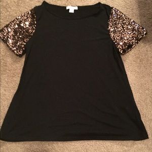 Gold sequenced black shirt
