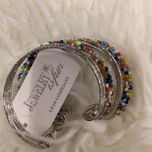 Connected Silver Beaded Bracelets