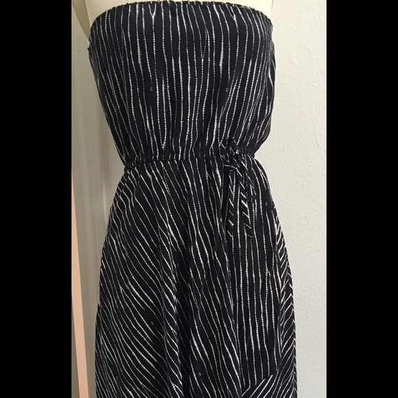 Joie Black Tiedye Strapless Silk High-lo Day Dress