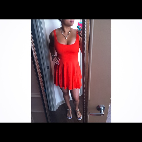 Bright and Beautiful Tangerine Skater Dress!🌺