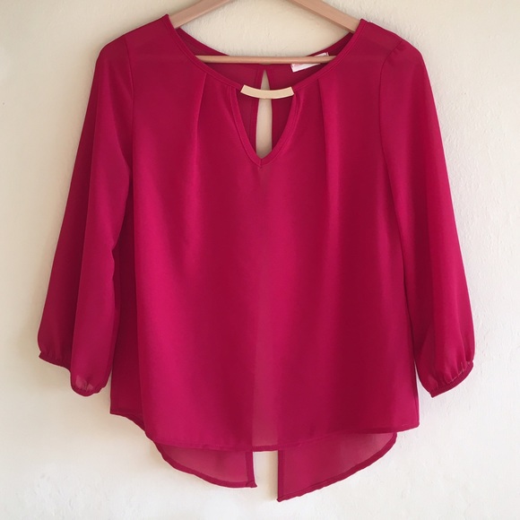 Agaci Sheer Red Open Back Top Small
