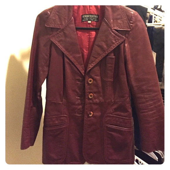 Leather jacket vintage burgundy