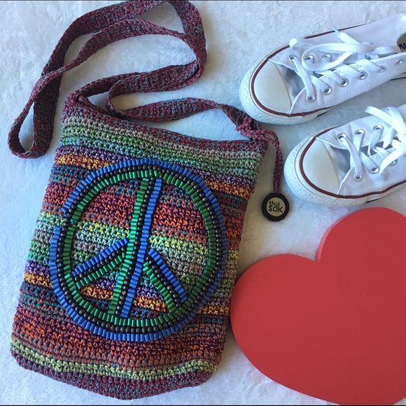 The SAK Orginal Embroidered Peace Sign Crossbody