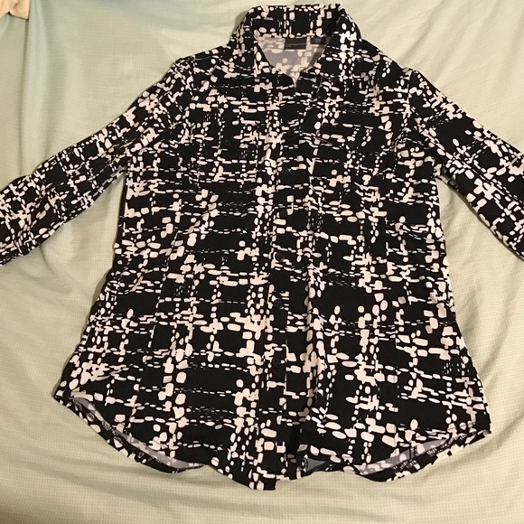 Black and white pattern button up.