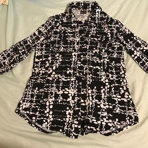 Black and white pattern button up.
