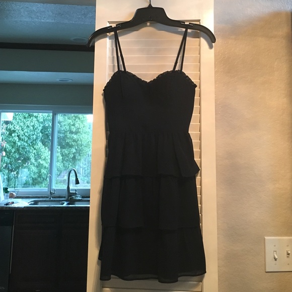 American Eagle Corset Black Ruffle Dress