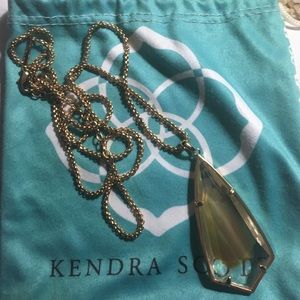 Rose gold Kendra Scott brown pearl suspended shell