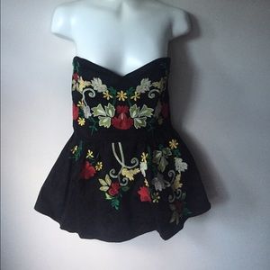 Anthropologie embroidered bustier top