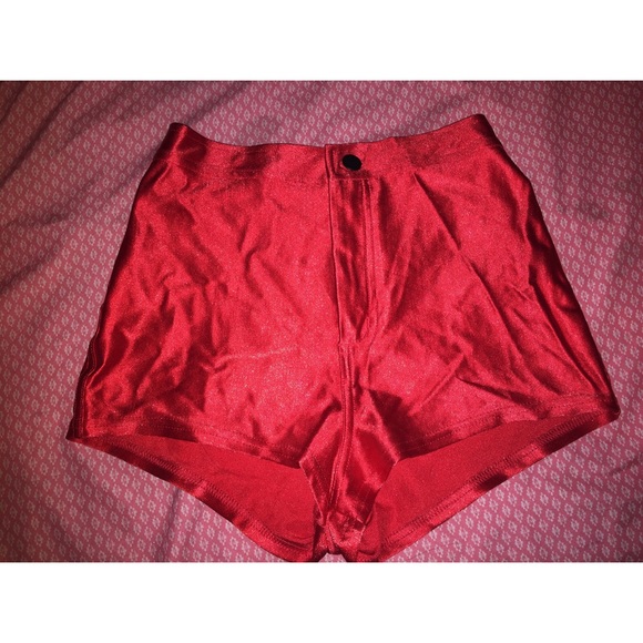 American apparel red disco shorts