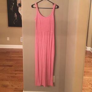 Red/White jersey maxi dress