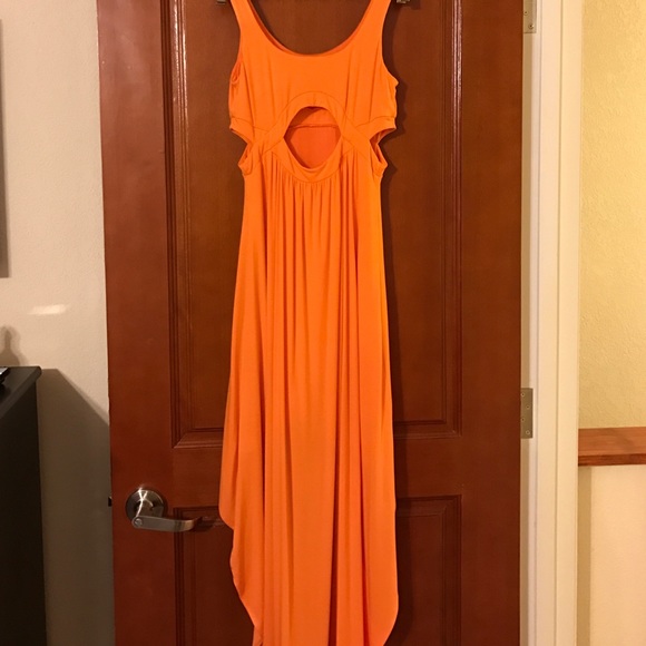 💋 Bright Orange Bebe High-Low Dress 💋 - Picture 4 of 4