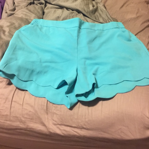 Scalloped turquoise shorts