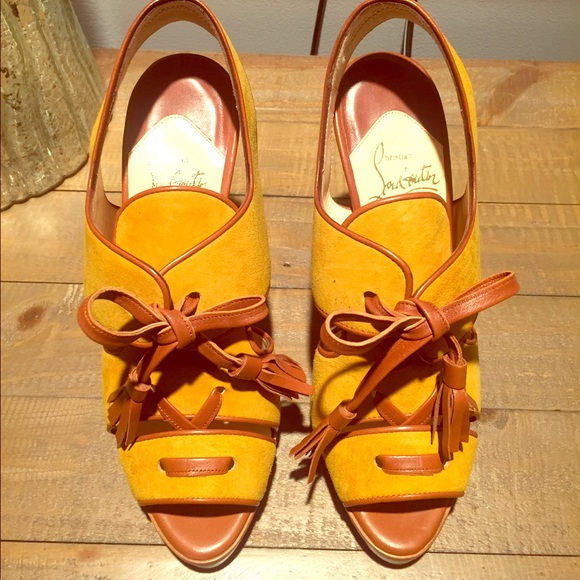 Christian Louboutin mustard yellow platform heels