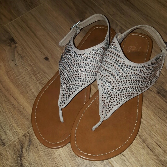 Tan Rhinestone Sandals - Picture 2 of 2