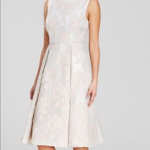 Adrianna Papell, Jacquard Pleated tea-length dress