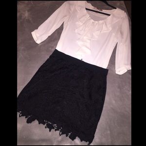 Black Lace Detail Pencil Skirt