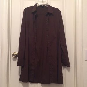 Brown button up shirt dress