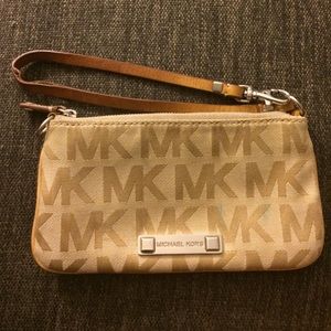 Michael Kors tan wristlet