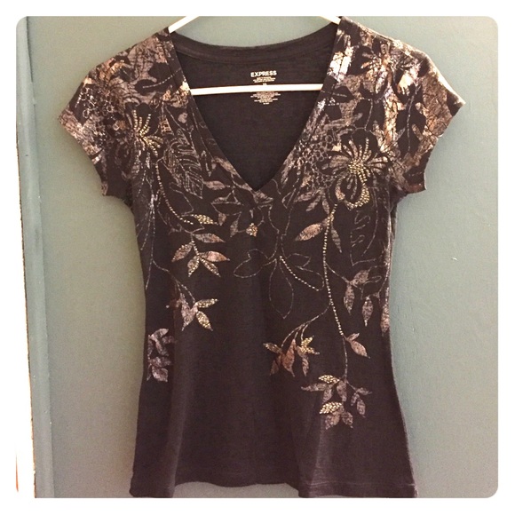 Express gray print t shirt - XS