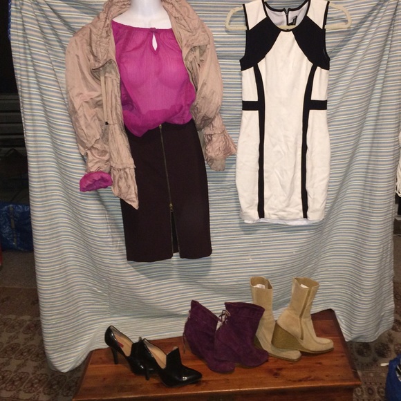 White and black stripe dimensional dress etc